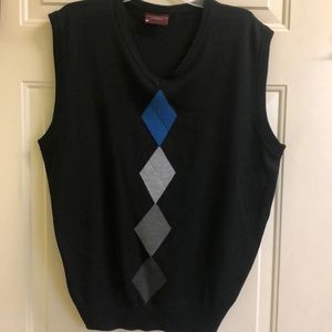 George Martin Argyle sweater vest Black XL VGU